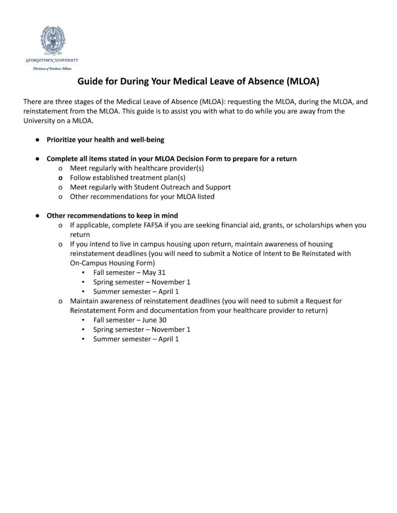 Guide for During your medical leave of absence. Please download the PDF for an accessible version