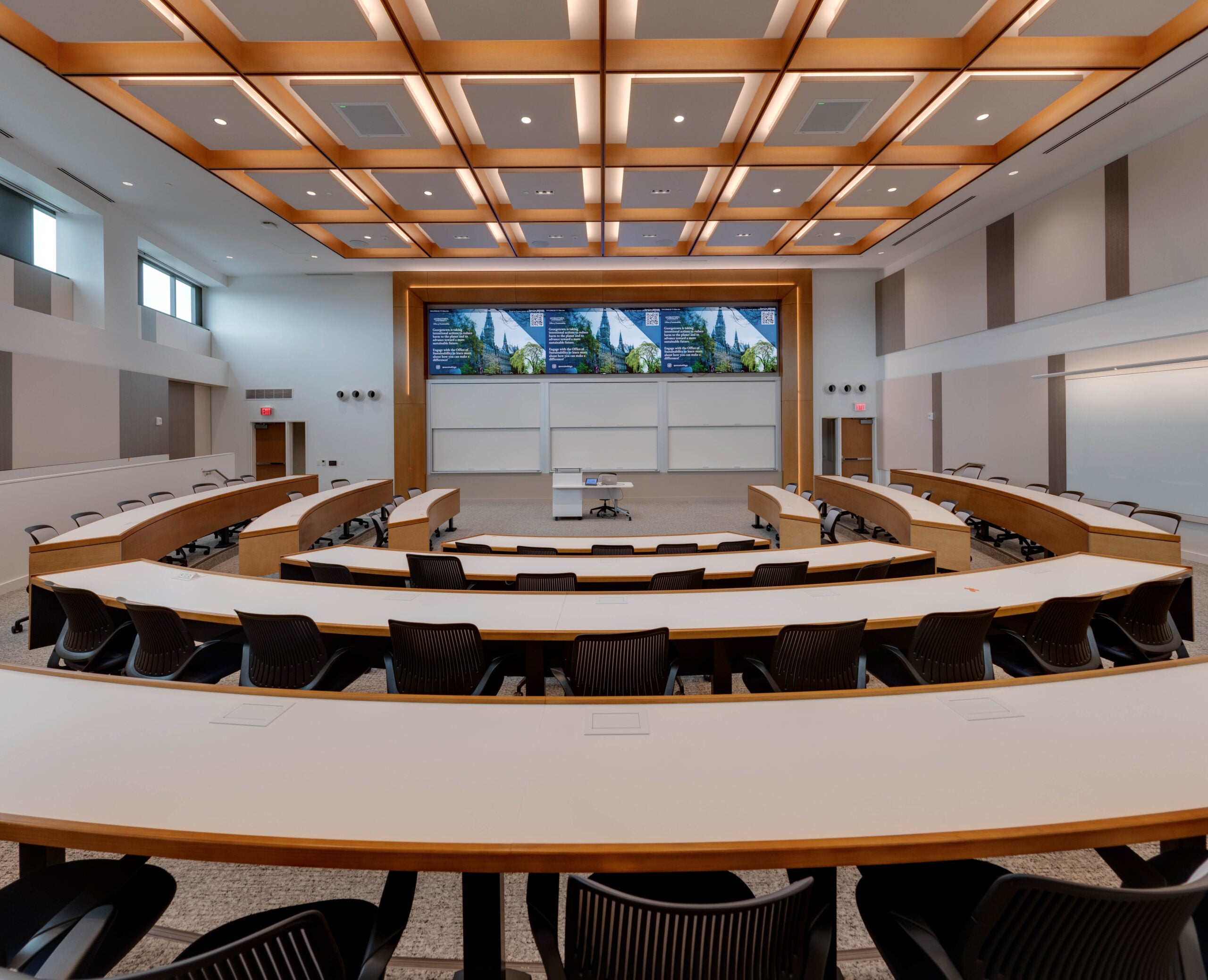 Overview of a lecture hall in 111 Mass Ave 