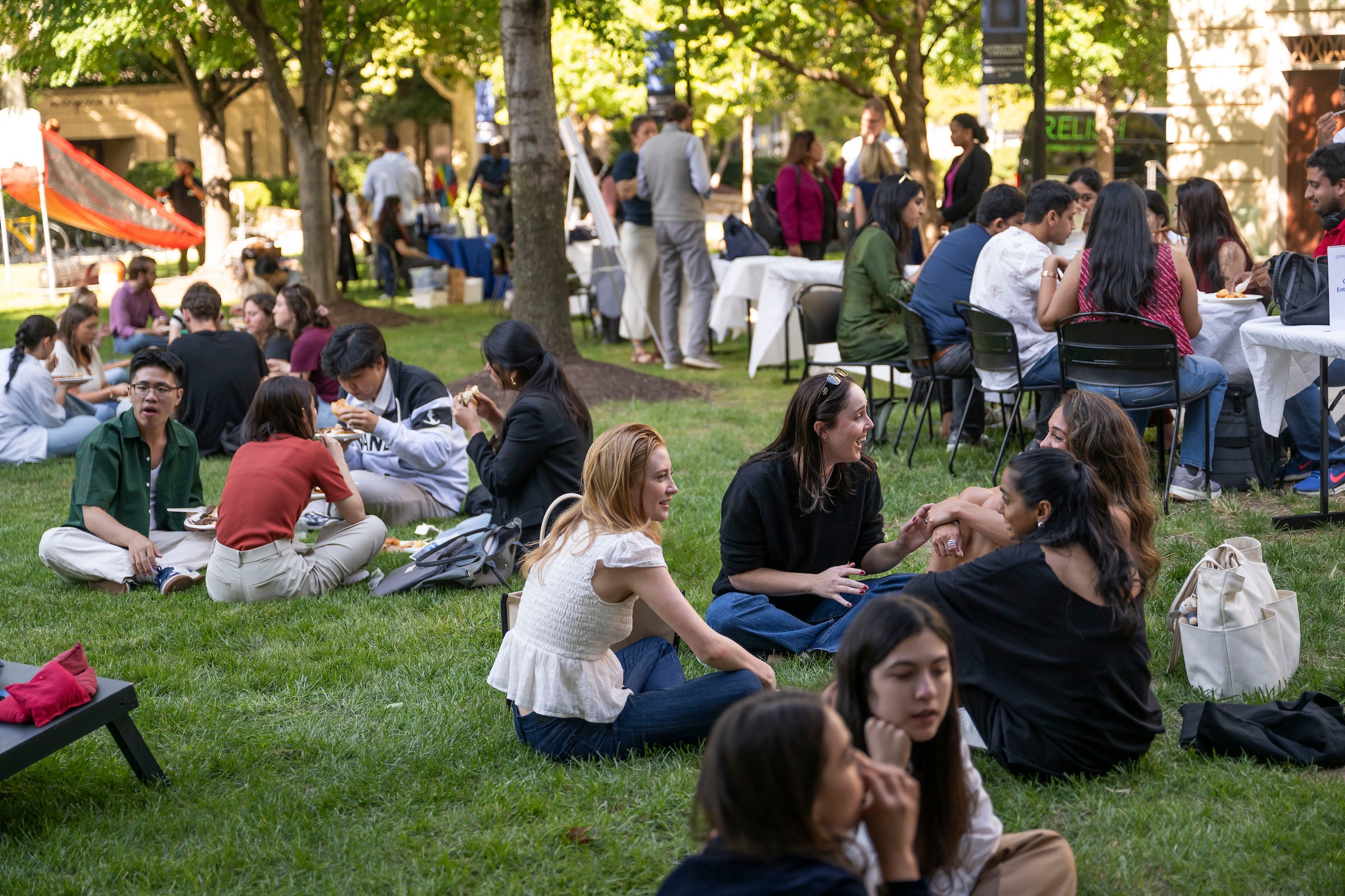 wide shot of the end of the year picnic
